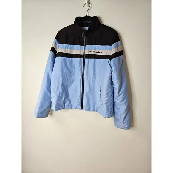 RUNNING BARE lightly padded jacket women's size 12 retro 70s 80s brown blue - Picture 4 of 9